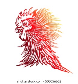 Vector Red Rooster Head Illustration