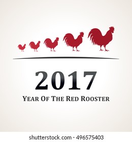 Vector red rooster, the symbol of 2017. The emblem of the New Year according to the Chinese calendar. Stylized icon of a red rooster for logo design. Image of east symbol zodiac