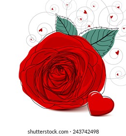Vector red rose design on white background