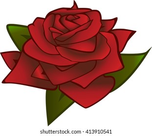 Vector red rose emblem. Flower