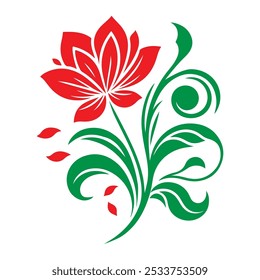 Vector red rose floral silhouette for graphic