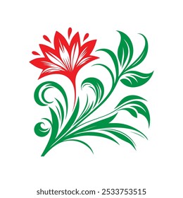Vector red rose floral silhouette for graphic