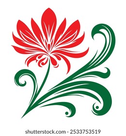 Vector red rose floral silhouette for graphic
