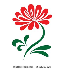 Vector red rose floral silhouette for graphic