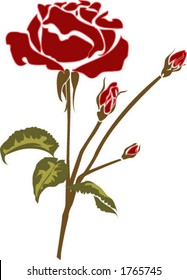 Vector Red Rose Flower Bush