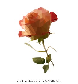 vector red rose flower from landfills, stylish rose mosaic for design
