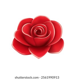 Vector red rose flower on white background design element for decor.