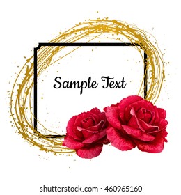vector red rose illustration. invitation card.
