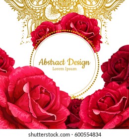 vector red rose illustration. invitation card.