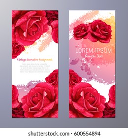 Vector Red Rose Illustration. Invitation Card.