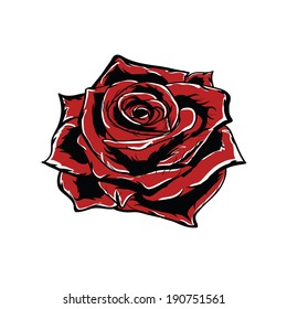 Vector red rose isolated on white background