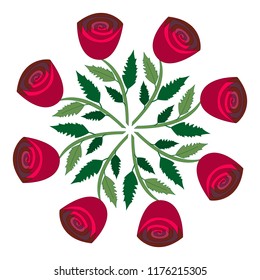 vector red rose on white seamless pattern