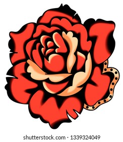 Vector Red Rose Tattoo Style Clip Art