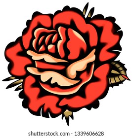 Vector Red Rose Tattoo Style Clip Art