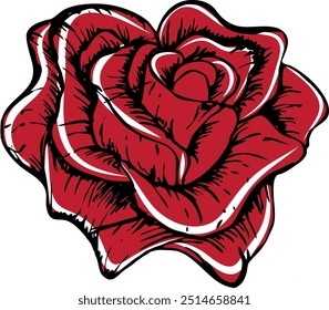 Arte de Clip del estilo del tatuaje de la rosa roja del Vector