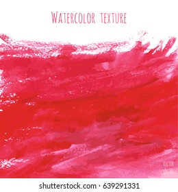Vector red, rose watercolor texture background with dry brush stains, strokes and spots isolated on white. Abstract artistic happy valentine love romantic frame. Acrylic hand painted gradient backdrop