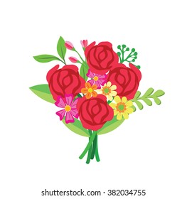 Vector of Red roses bouquet isolated on white background