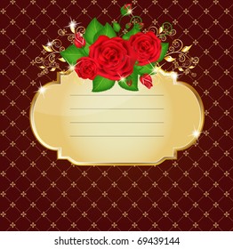 Vector Red roses card