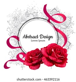 vector red roses illustration. invitation card.