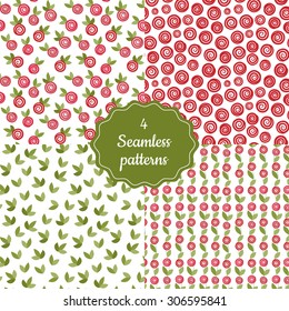 Vector red roses ornament in retro style. Seamless patterns for cards, wallpapers, backgrounds for a valentines day, wedding.