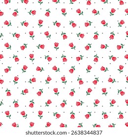 Vector Red Roses Pattern Background