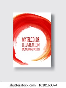 Vector red round banner shapes isolated on white background. Hand drawn abstract paint brush strokes. Watercolor elements