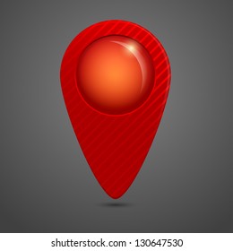 Vector red round glossy map pointer