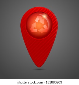 Vector red round glossy map pointer