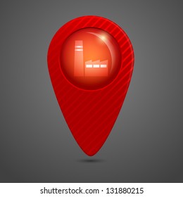 Vector red round glossy map pointer