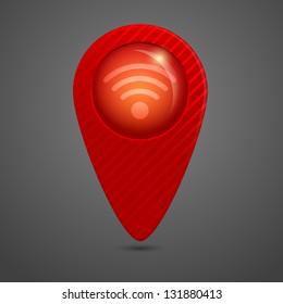 Vector red round glossy map pointer