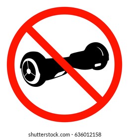vector red round prohibition sign with a silhouette of a gyro scooter