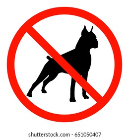 vector red round prohibition sign with a silhouette of the dog