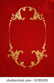 Vector red royal wallpaper with gold floral frame