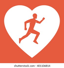 Vector red running logo and symbol. I love run. Sport label and badge.