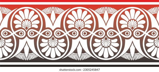 Vector red s ancient greece seamless ornament. Classic Endless pattern frame border Roman Empire.
