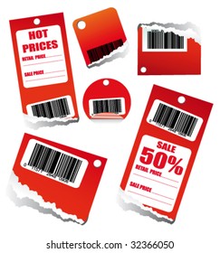 VECTOR Red Sales Tag with Space for text and barcode