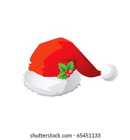 Vector red Santa Claus hat.