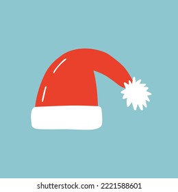 Vector red Santa hat illustration. Flat Christmas hat isolated