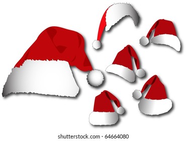 the vector red santa hat set