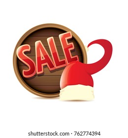 vector red Santa hat with special sale sign tag isolated on white background. vector merry christmas sale label, sticker, banner design template or  background.