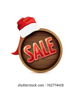 vector red Santa hat with special sale sign tag isolated on white background. vector merry christmas sale label, sticker, banner design template or  background.