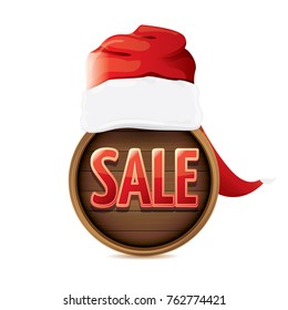 vector red Santa hat with special sale sign tag isolated on white background. vector merry christmas sale label, sticker, banner design template or  background.