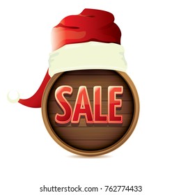 vector red Santa hat with special sale sign tag isolated on white background. vector merry christmas sale label, sticker, banner design template or  background.