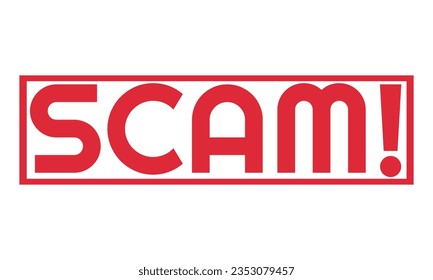 Vector with red scam alert. Attention sign. Cyber security icon. Caution warning sign sticker. Flat warning symbol. Vector stock illustration.