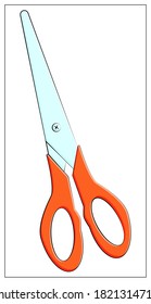 Vector red scissors icon. Vector Flat illustration of stationery scissors for web design, logo, icon, app, UI. Isolated stock illustration on white.