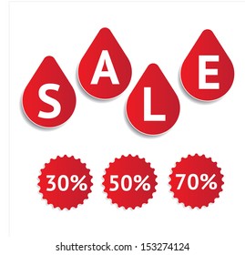 vector red seals stickers with drop shadow