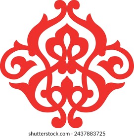 Vector red seamless Kazakh national ornament. Ethnic pattern of the nomadic peoples of the great steppe, the Turks. Border, frame Mongols, Kyrgyz, Buryats, Kalmyks.Borders and frames for sandblasting.