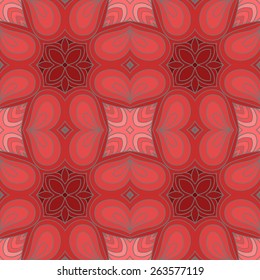 Vector Red Seamless Wallpaper. Vintage Pattern. Retro Background of Drawn Lines