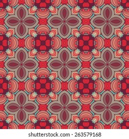 Vector Red Seamless Wallpaper. Vintage Pattern. Retro Background of Drawn Lines