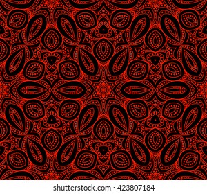 Vector Red Seamless Wallpaper. Vintage Pattern. Retro Background of Drawn Lines